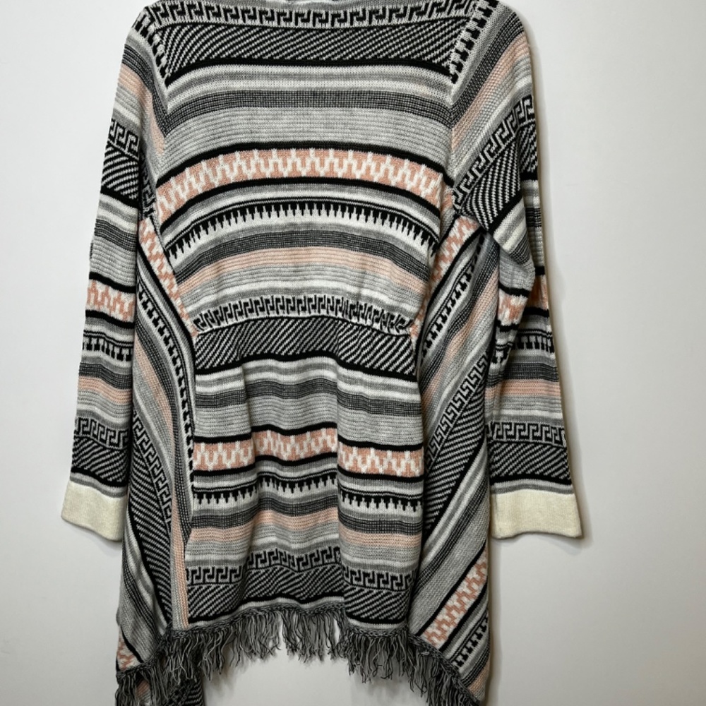 Cato Open Front Draped Fringe Sweater Size L - image 2